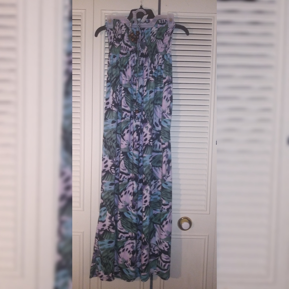 Turquoise Print Maxi Dress